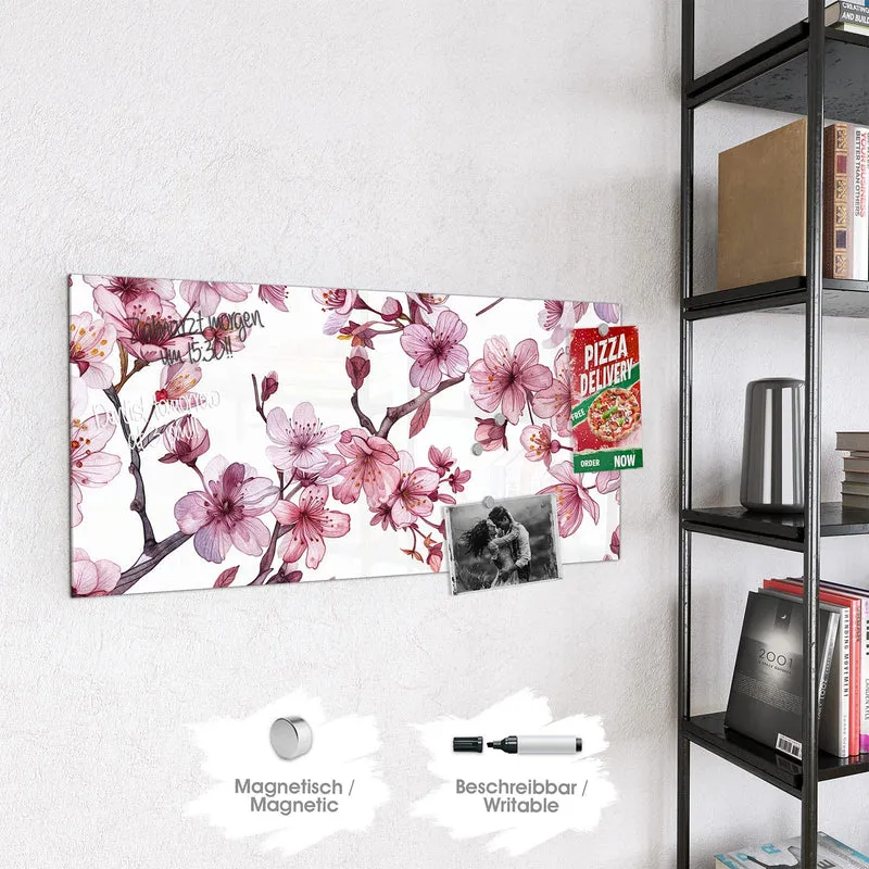 Magnettafel - Kirschblüten auf Weiß