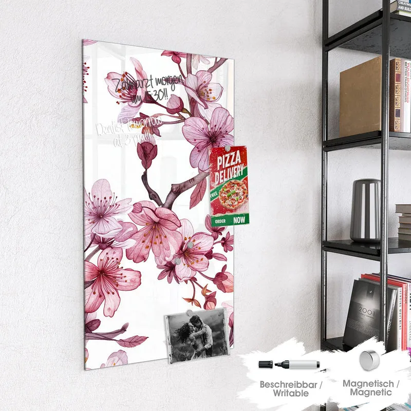 Magnettafel - Kirschblüten auf Weiß