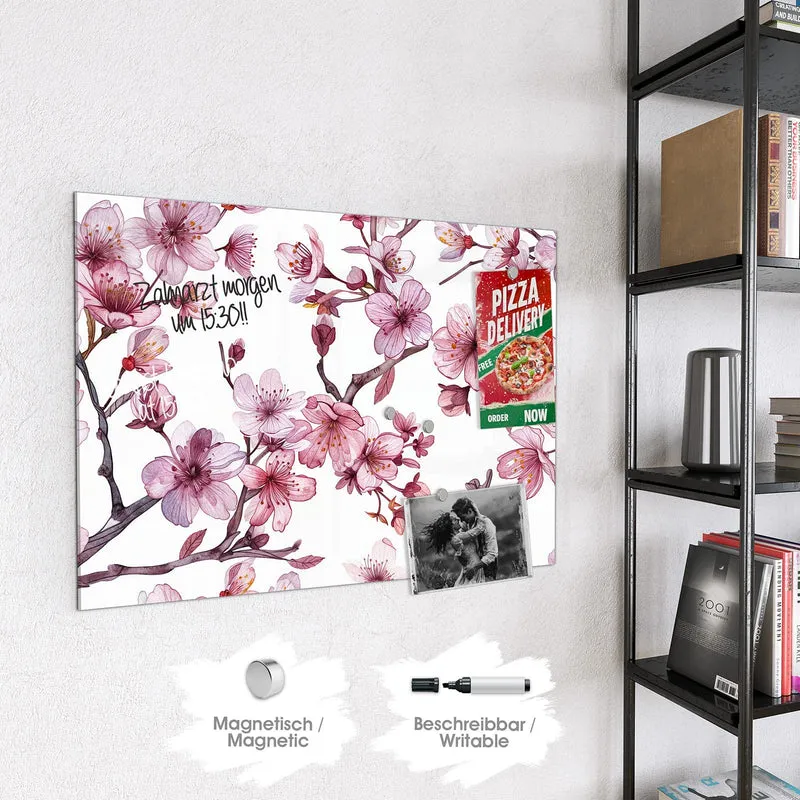 Magnettafel - Kirschblüten auf Weiß
