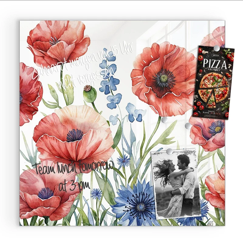Magnettafel - Mohn und Kornblumen