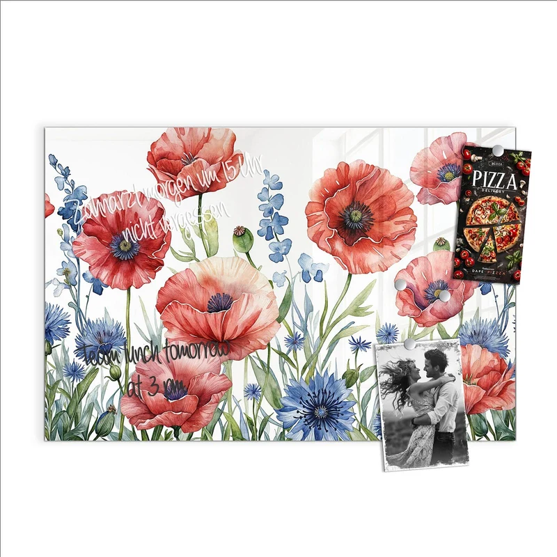 Magnettafel - Mohn und Kornblumen