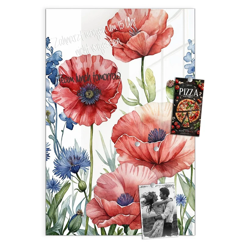 Magnettafel - Mohn und Kornblumen