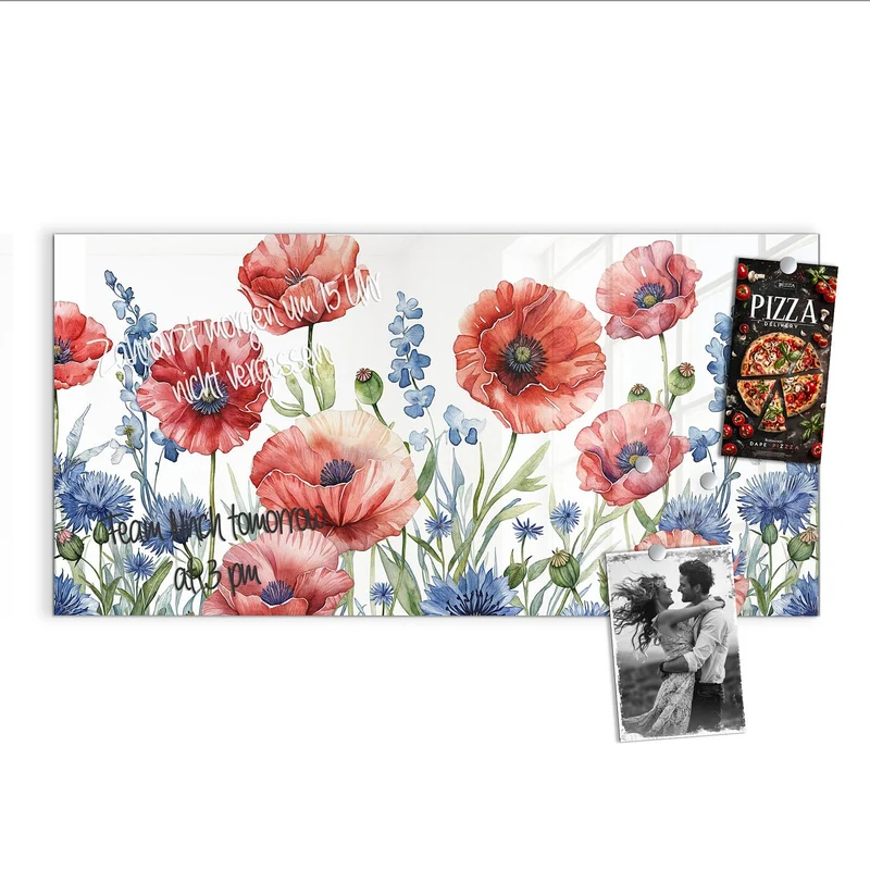 Magnettafel - Mohn und Kornblumen