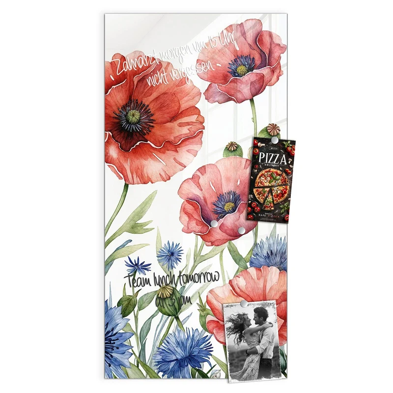 Magnettafel - Mohn und Kornblumen