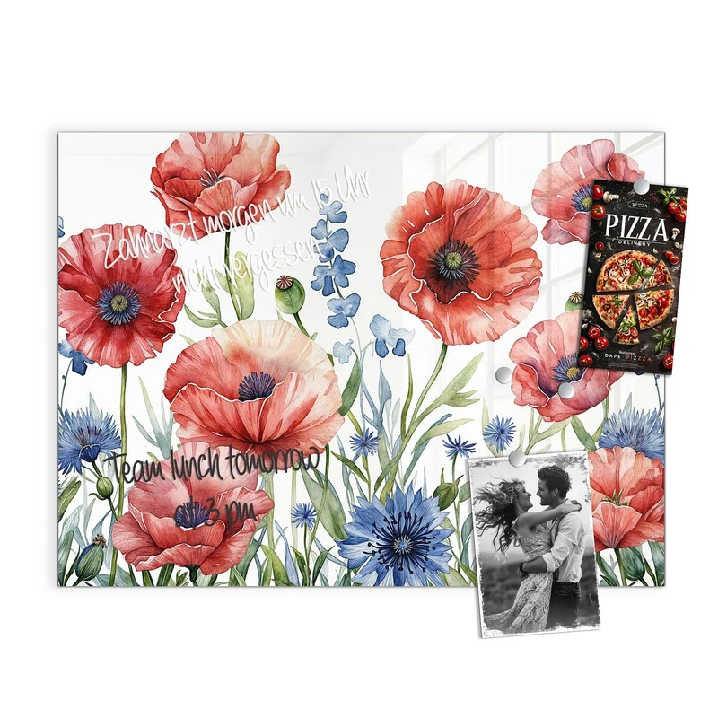 Magnettafel - Mohn und Kornblumen