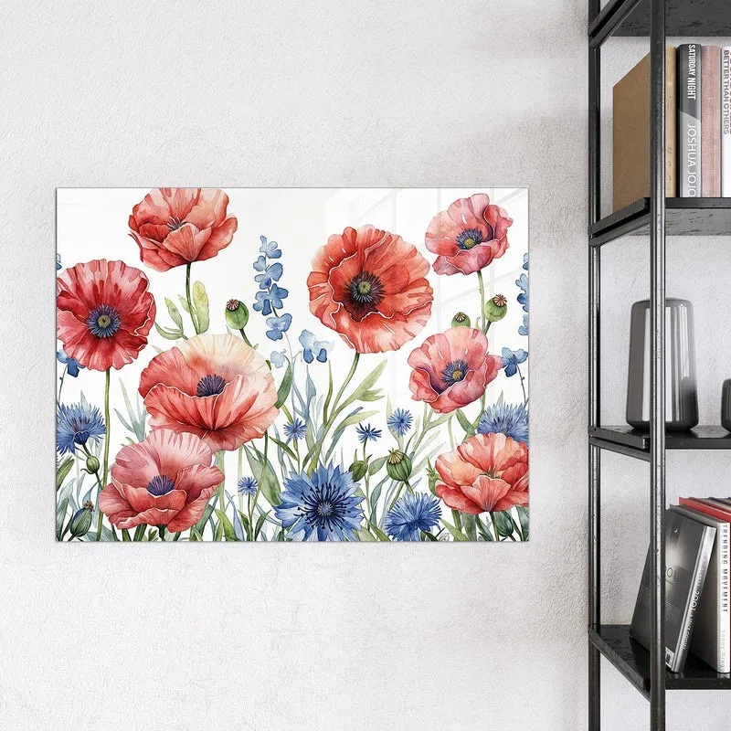 Magnettafel - Mohn und Kornblumen