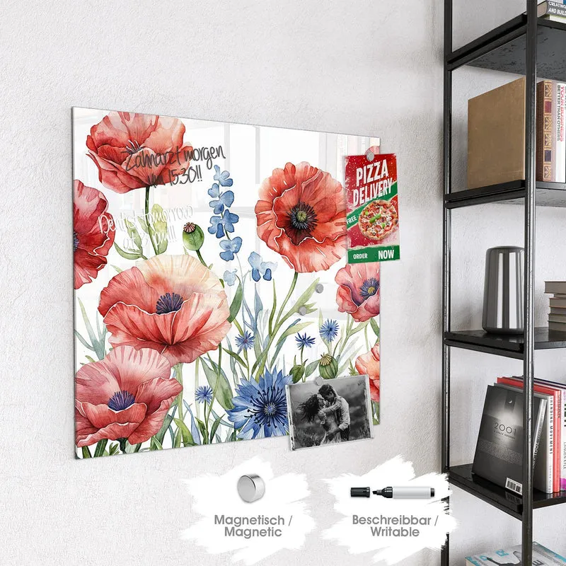 Magnettafel - Mohn und Kornblumen