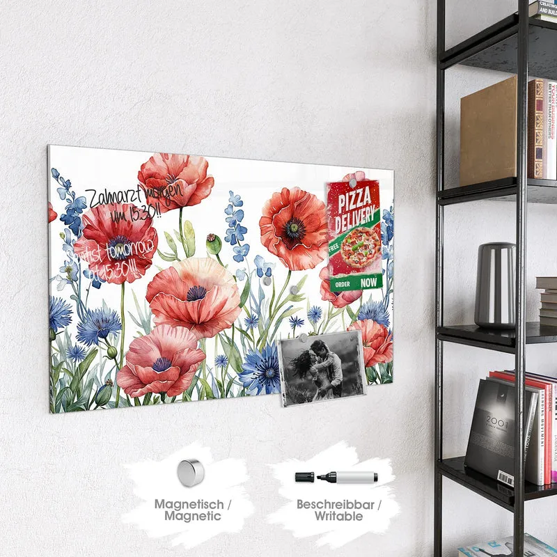 Magnettafel - Mohn und Kornblumen