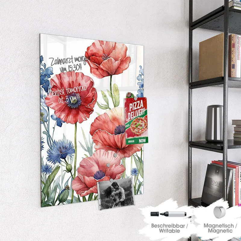 Magnettafel - Mohn und Kornblumen