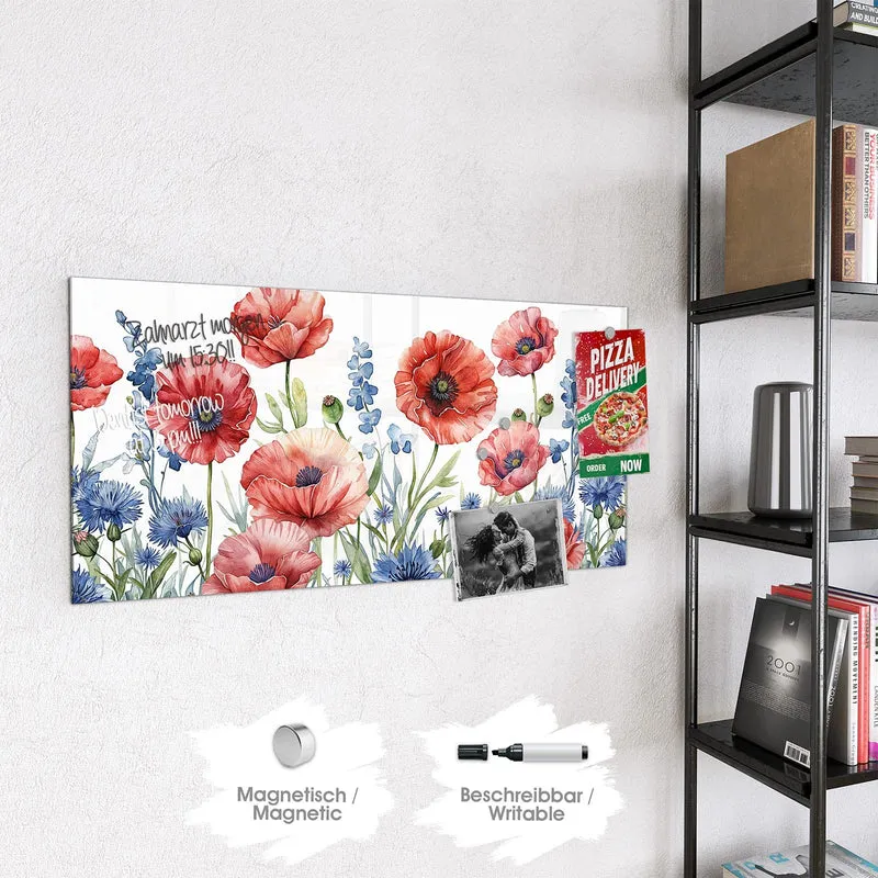 Magnettafel - Mohn und Kornblumen