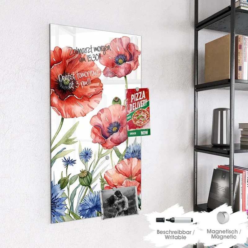 Magnettafel - Mohn und Kornblumen