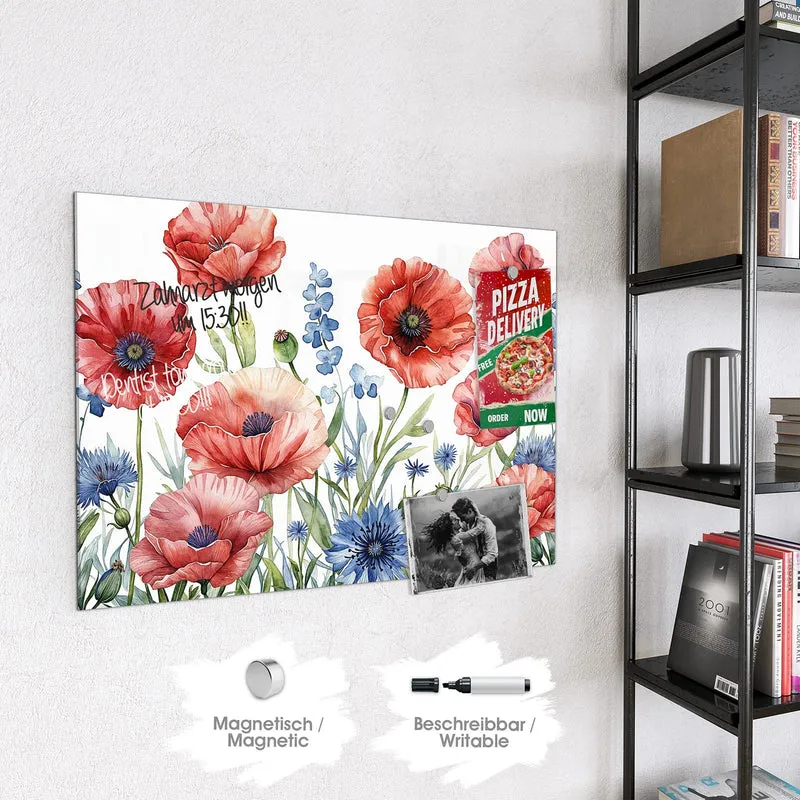 Magnettafel - Mohn und Kornblumen