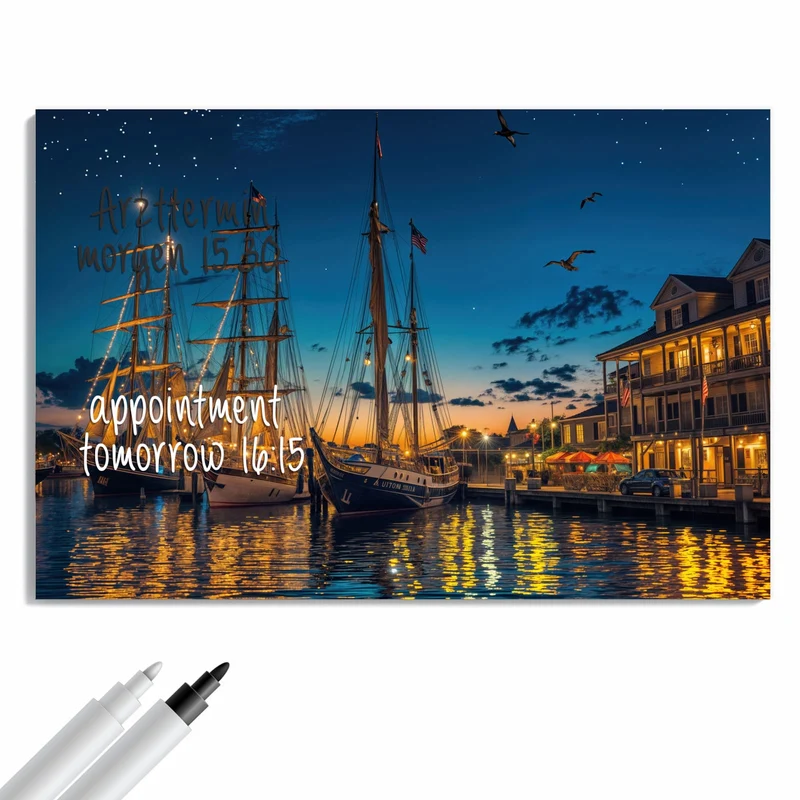 Metall Magnettafel - Segelschiffe bei Nacht