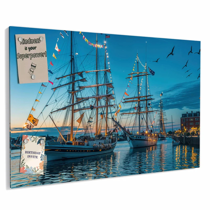 Metall Magnettafel - Schiffe im Hafen