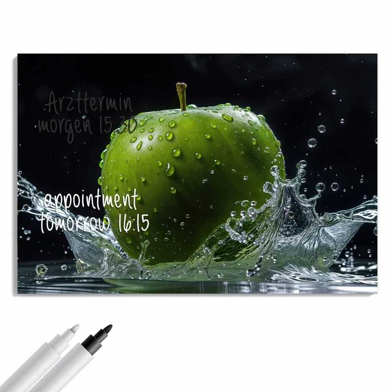 Metall Magnettafel - Apfel im Wasser