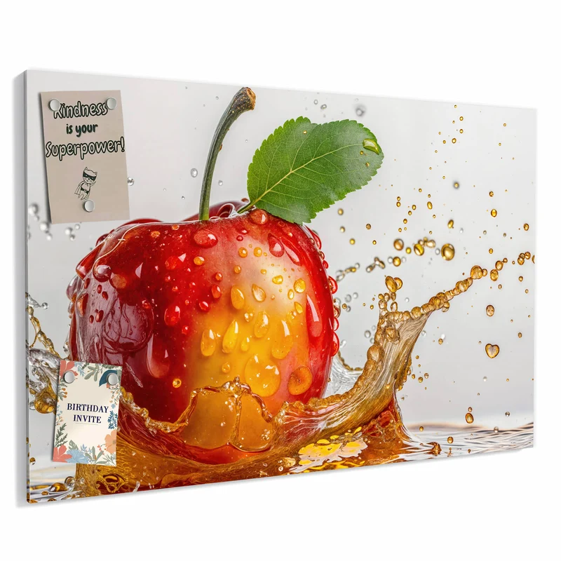 Metall Magnettafel - Apfel mit Saftspritzer