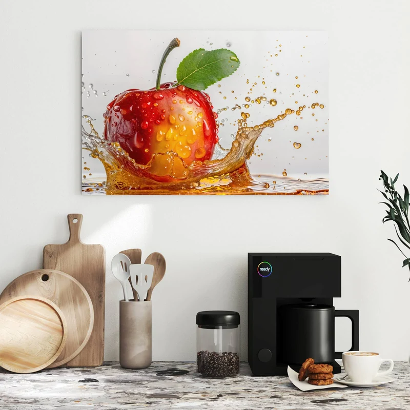 Metall Magnettafel - Apfel mit Saftspritzer