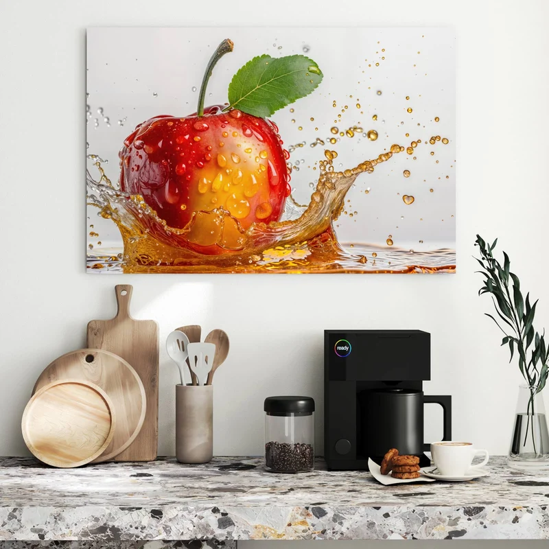 Metall Magnettafel - Apfel mit Saftspritzer