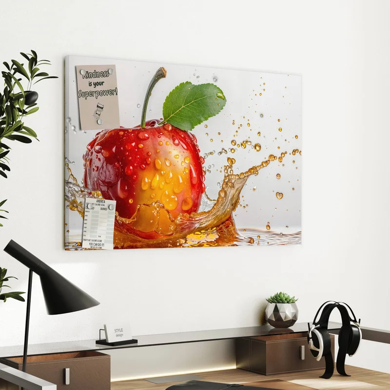 Metall Magnettafel - Apfel mit Saftspritzer