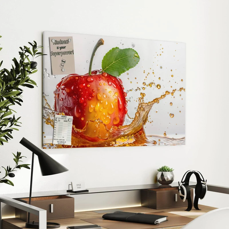 Metall Magnettafel - Apfel mit Saftspritzer