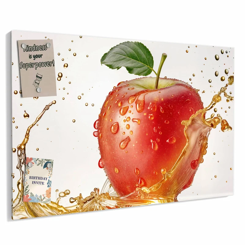 Metall Magnettafel - Apfel mit Goldspritzer