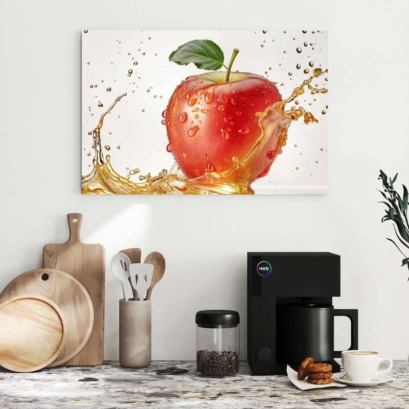 Metall Magnettafel - Apfel mit Goldspritzer