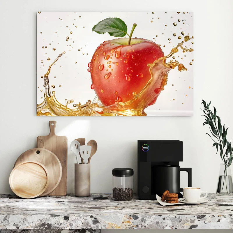 Metall Magnettafel - Apfel mit Goldspritzer