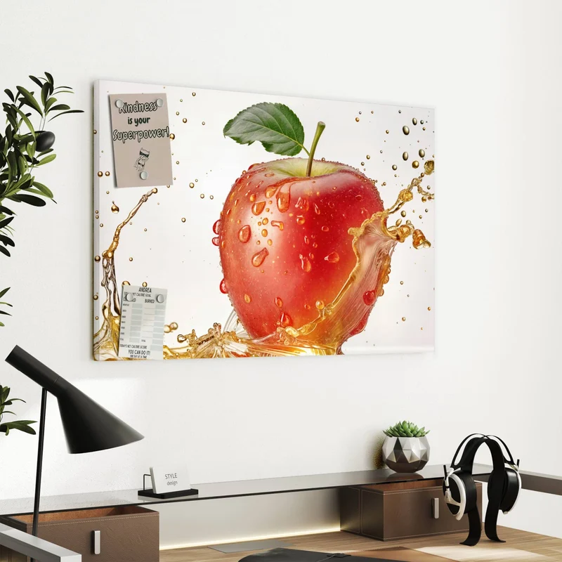 Metall Magnettafel - Apfel mit Goldspritzer