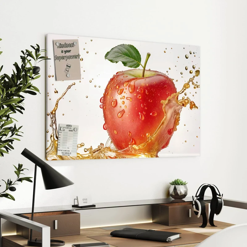 Metall Magnettafel - Apfel mit Goldspritzer