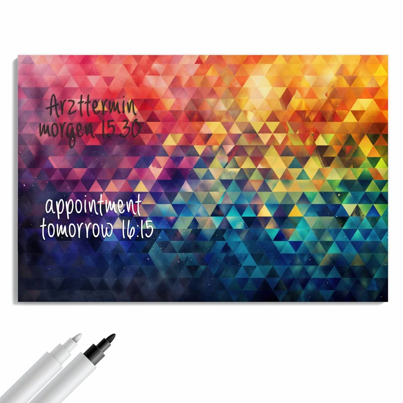 Metall Magnettafel - Bunte Dreiecke