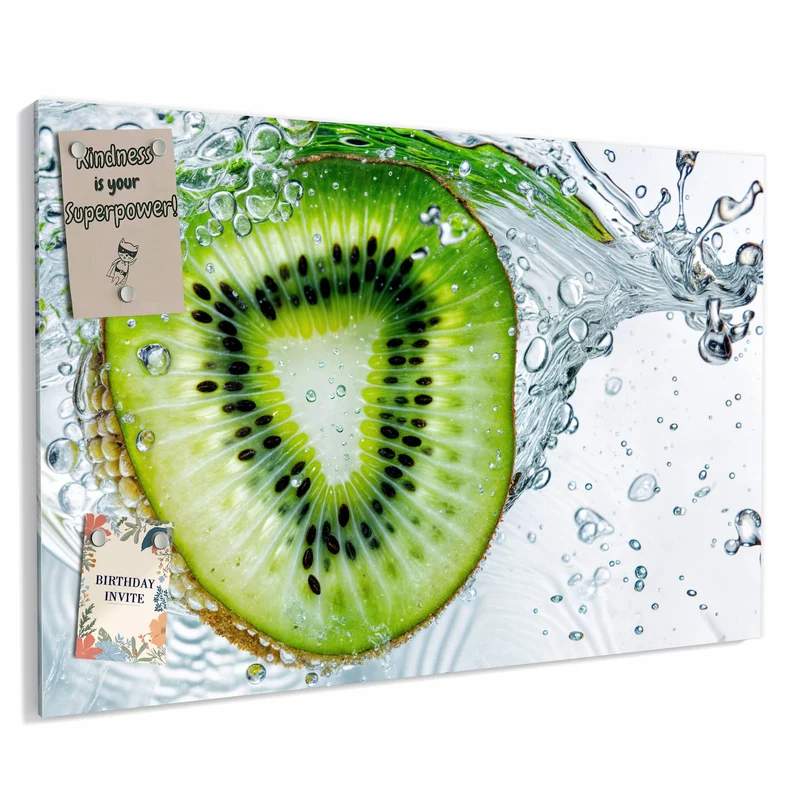 Metall Magnettafel - Kiwi im Sprudelwasser