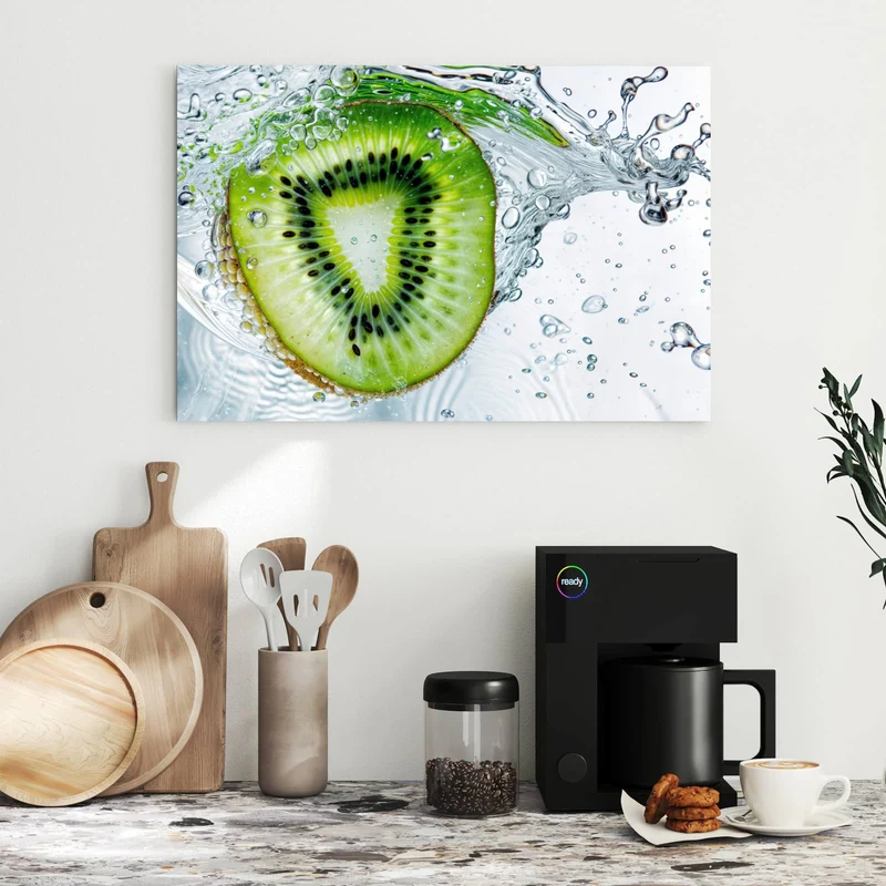Metall Magnettafel - Kiwi im Sprudelwasser