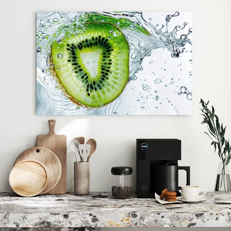 Metall Magnettafel - Kiwi im Sprudelwasser