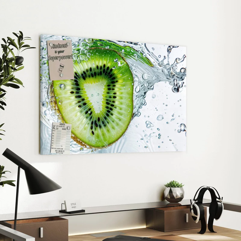 Metall Magnettafel - Kiwi im Sprudelwasser