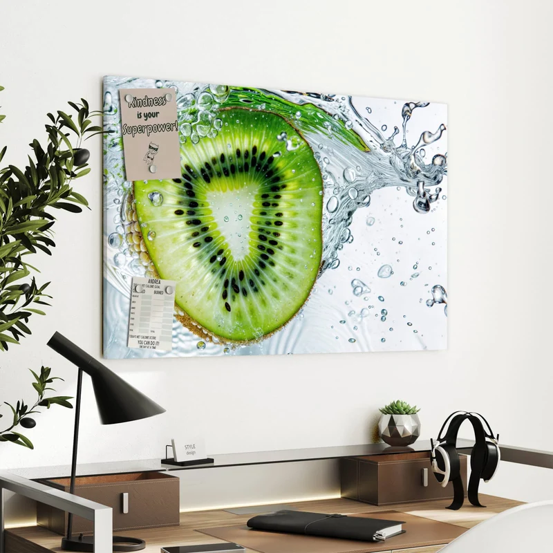 Metall Magnettafel - Kiwi im Sprudelwasser