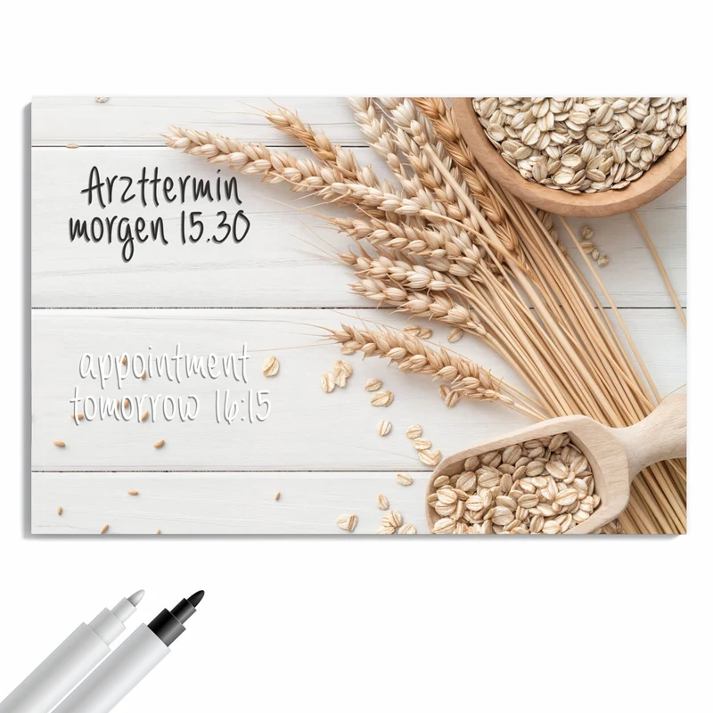 Metall Magnettafel - Haferflocken und Ähren