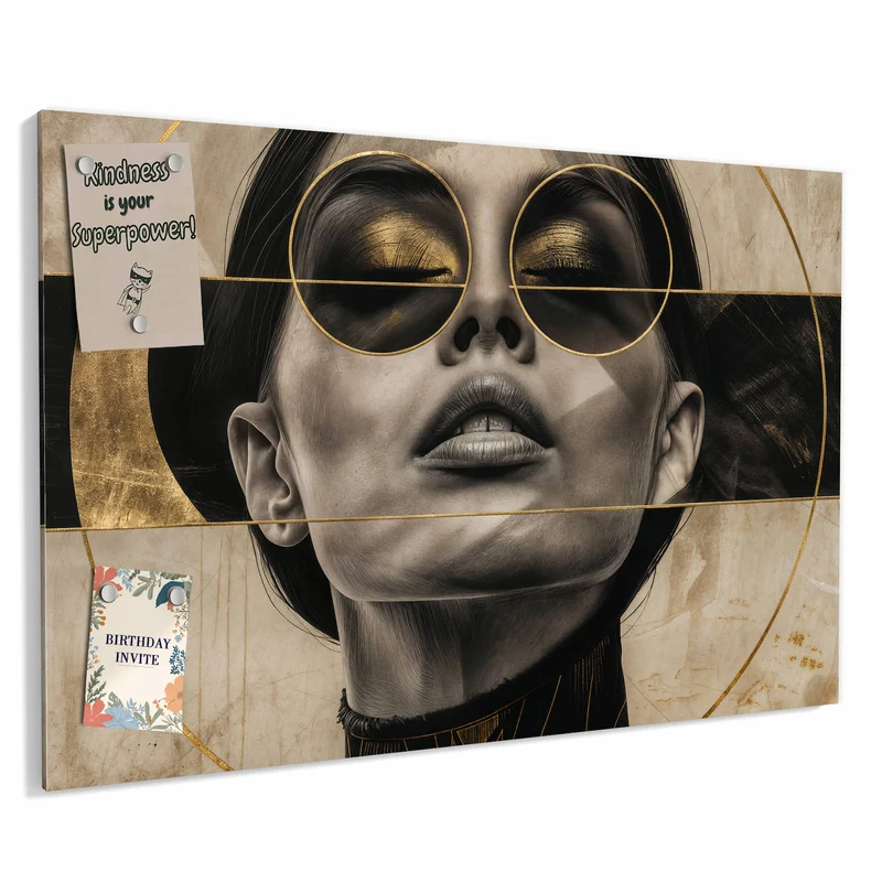 Metall Magnettafel - Porträt mit Goldbrille