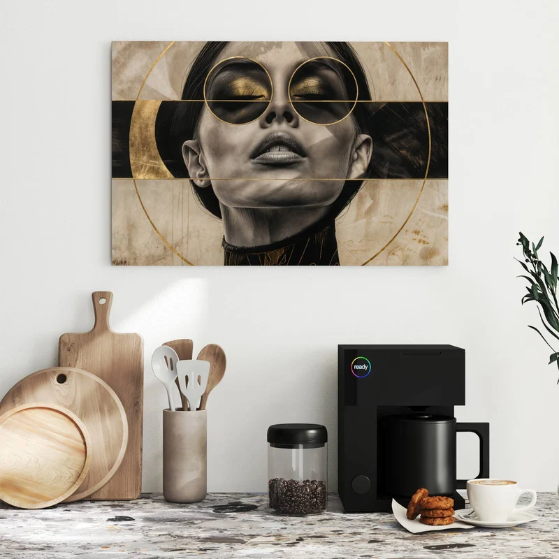 Metall Magnettafel - Porträt mit Goldbrille