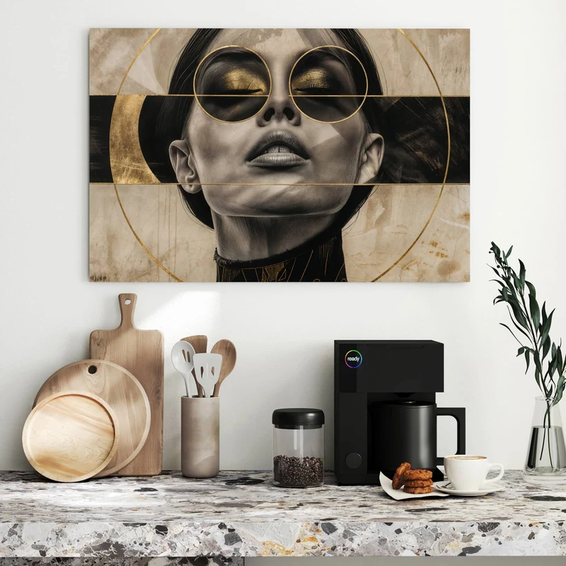 Metall Magnettafel - Porträt mit Goldbrille