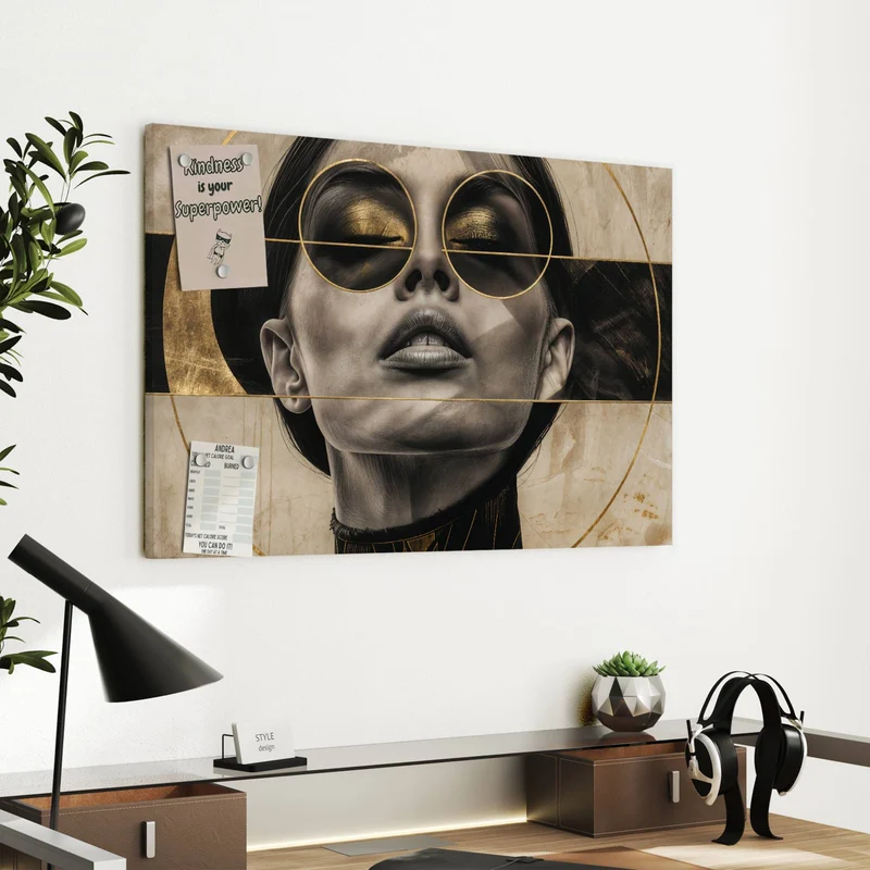 Metall Magnettafel - Porträt mit Goldbrille