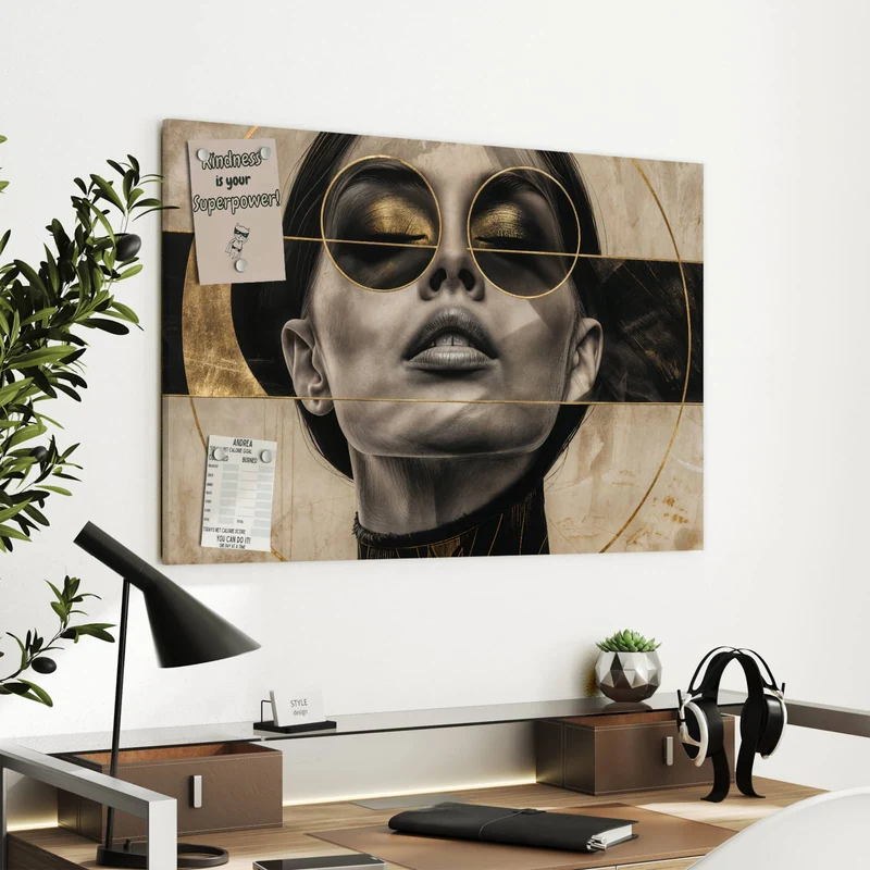 Metall Magnettafel - Porträt mit Goldbrille