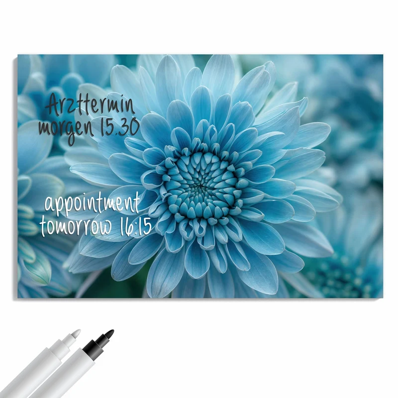 Metall Magnettafel - Blüte mit Türkiskern