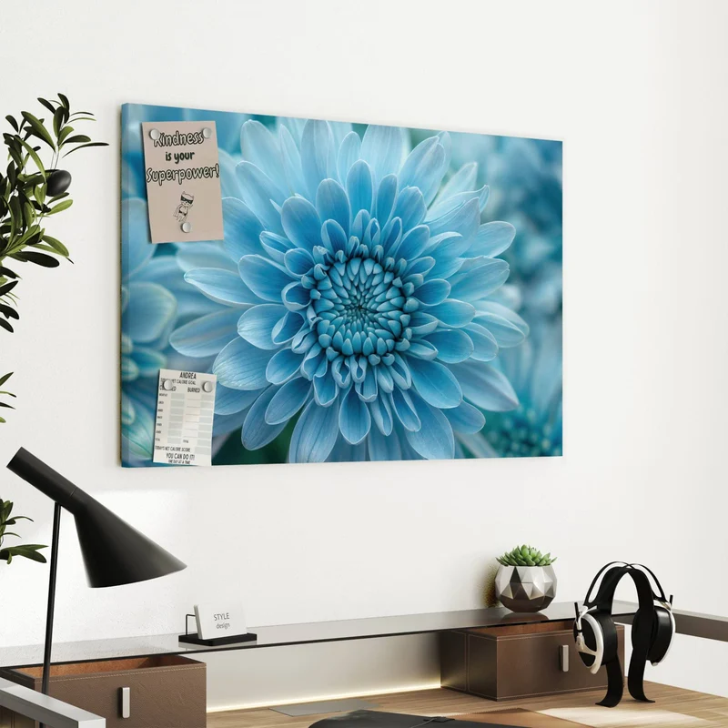 Metall Magnettafel - Blüte mit Türkiskern
