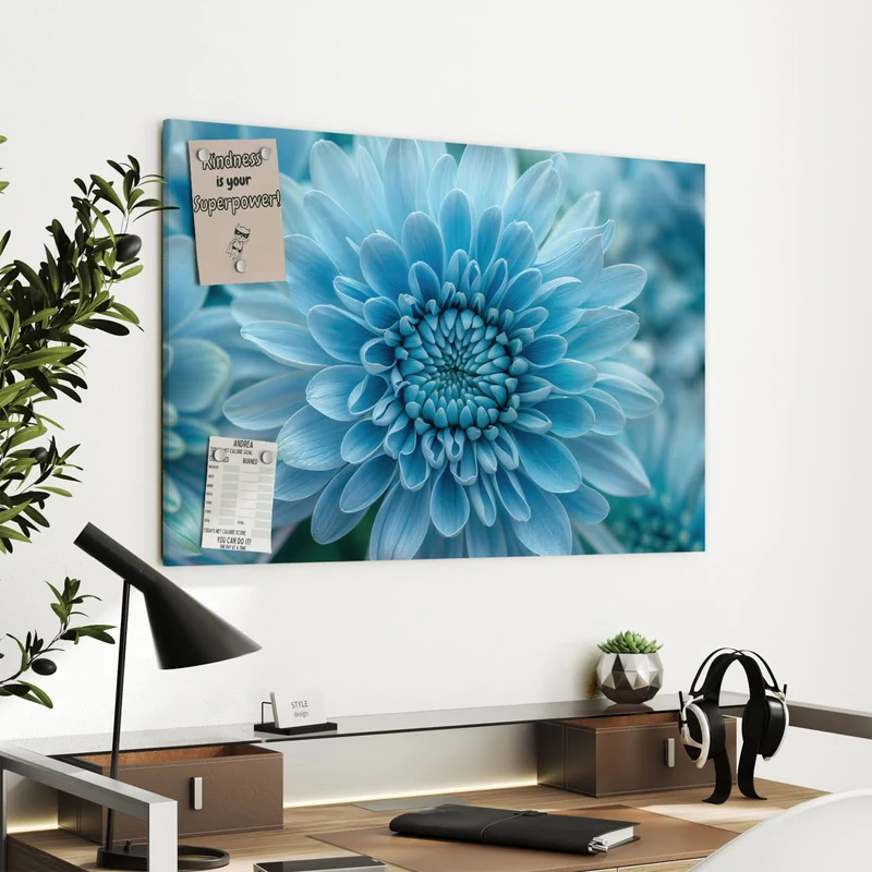 Metall Magnettafel - Blüte mit Türkiskern