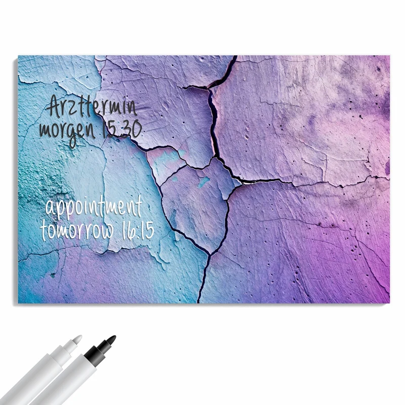 Metall Magnettafel - Risse in Violett