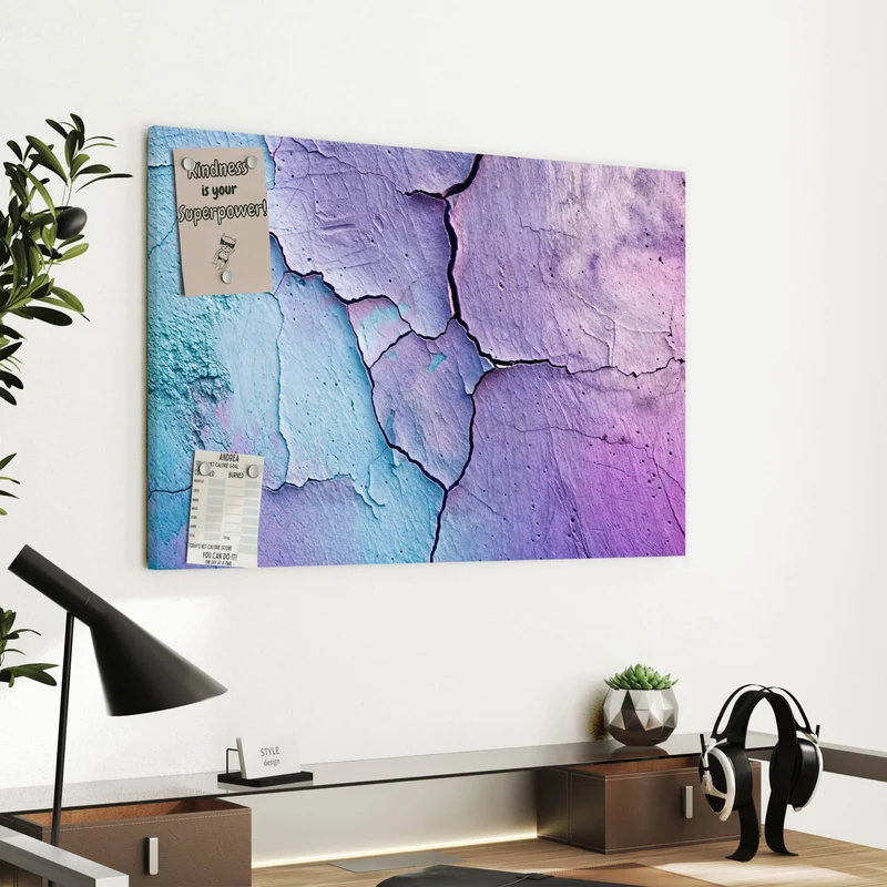 Metall Magnettafel - Risse in Violett