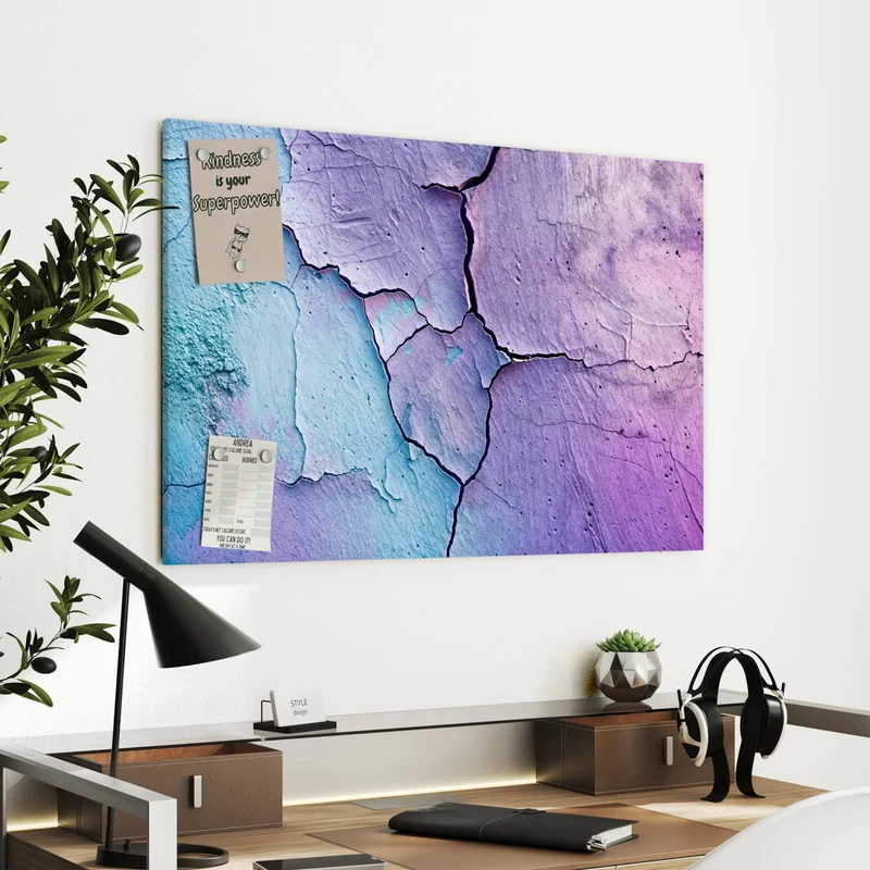 Metall Magnettafel - Risse in Violett
