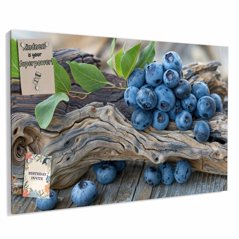 Metall Magnettafel - Treibholz und Blaubeeren