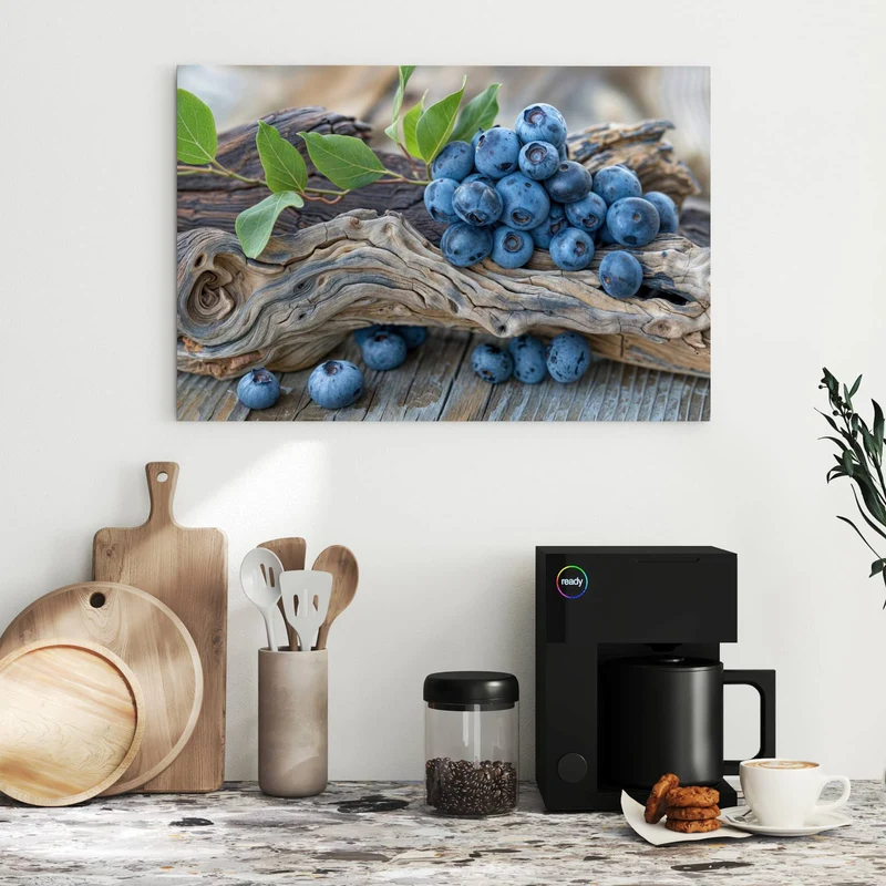 Metall Magnettafel - Treibholz und Blaubeeren