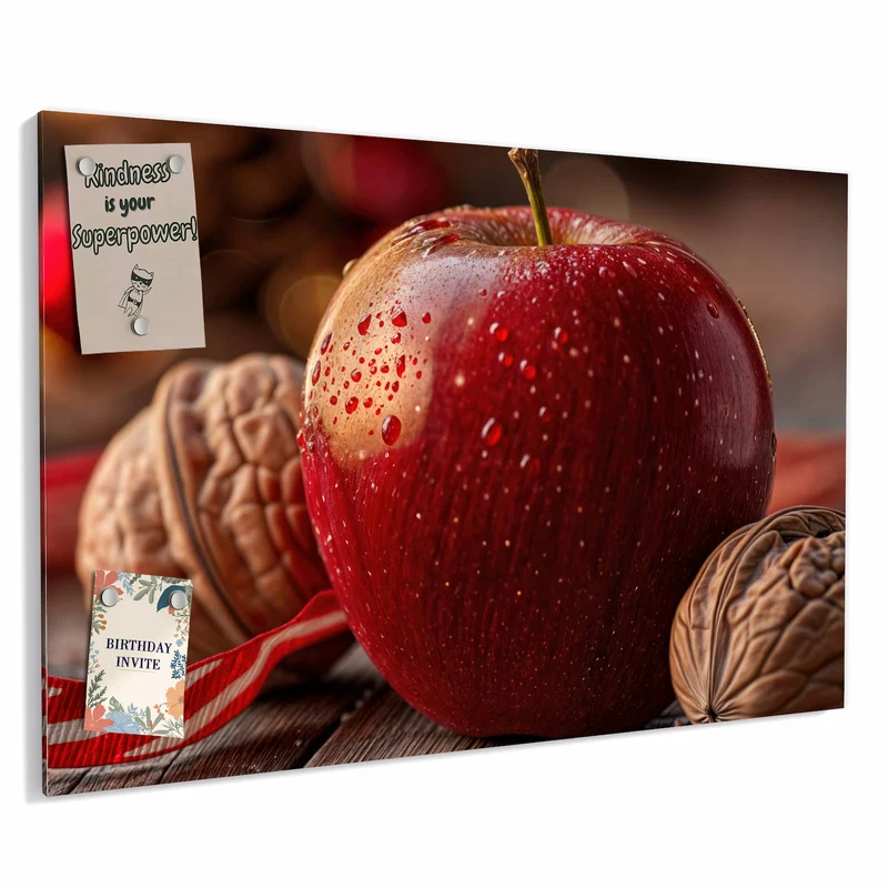 Metall Magnettafel - Apfel und Nüsse
